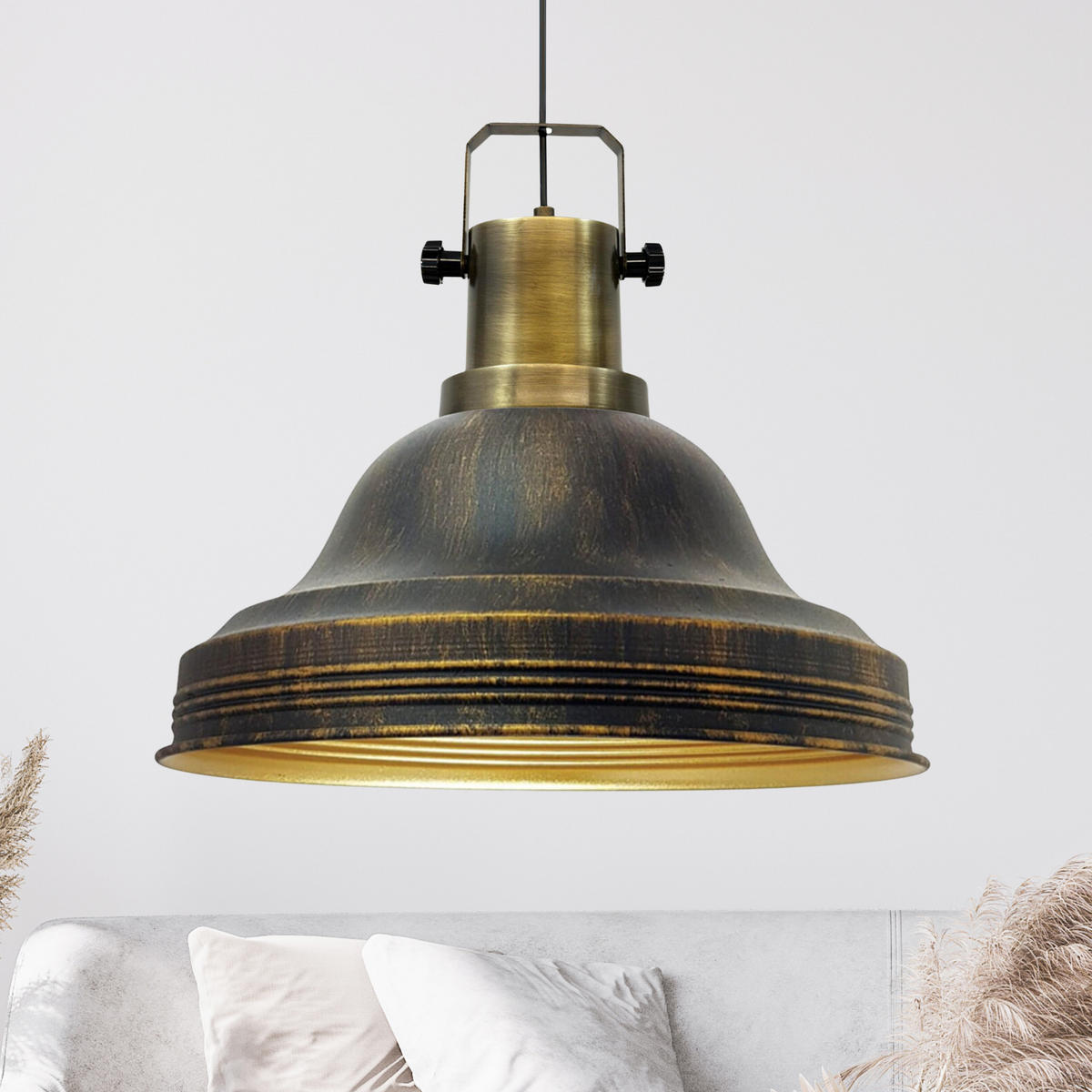 PENDELLEUCHTE Ulmete 30/27 cm - Goldfarben/Schwarz, Metall (30/27cm) - Bamyum