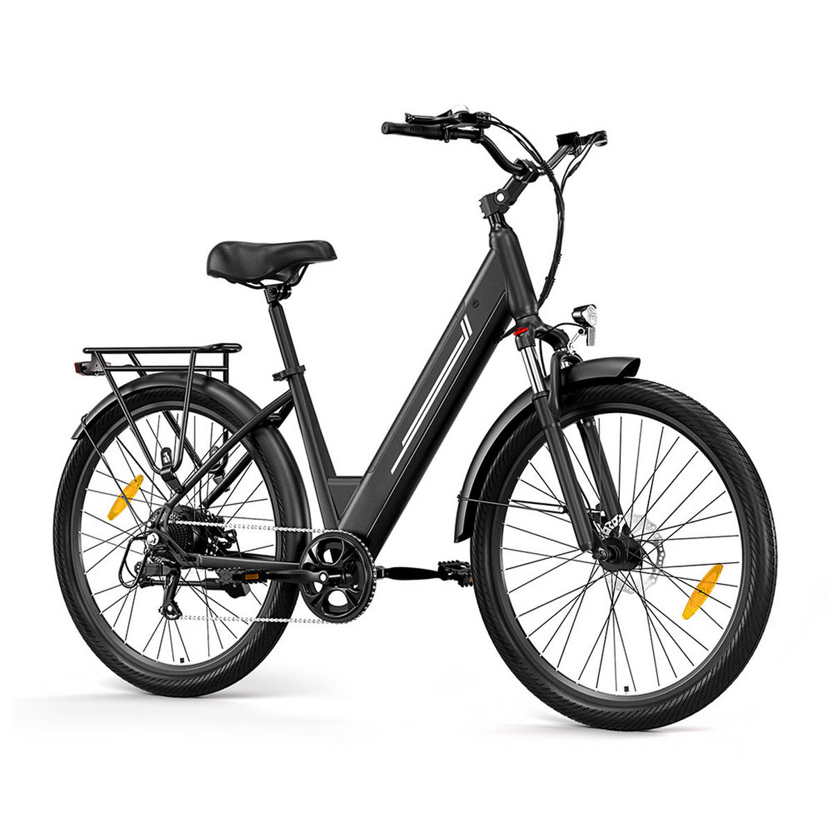 E-BIKE mit hydraulischen Scheibenbremsen, 100 km Reichweite & 80 mm Federweg (Schwarz) - Schwarz, Kunststoff (85cm) - Touroll