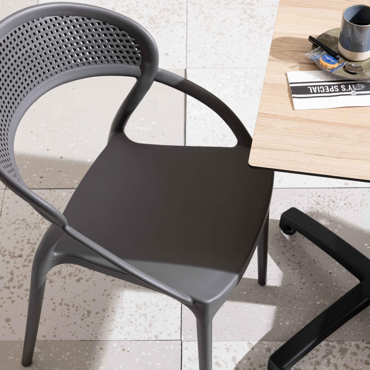 GARTENSTUHL 4-tlg., Grau - Grau, Textil (53/82/58cm) - Oviala