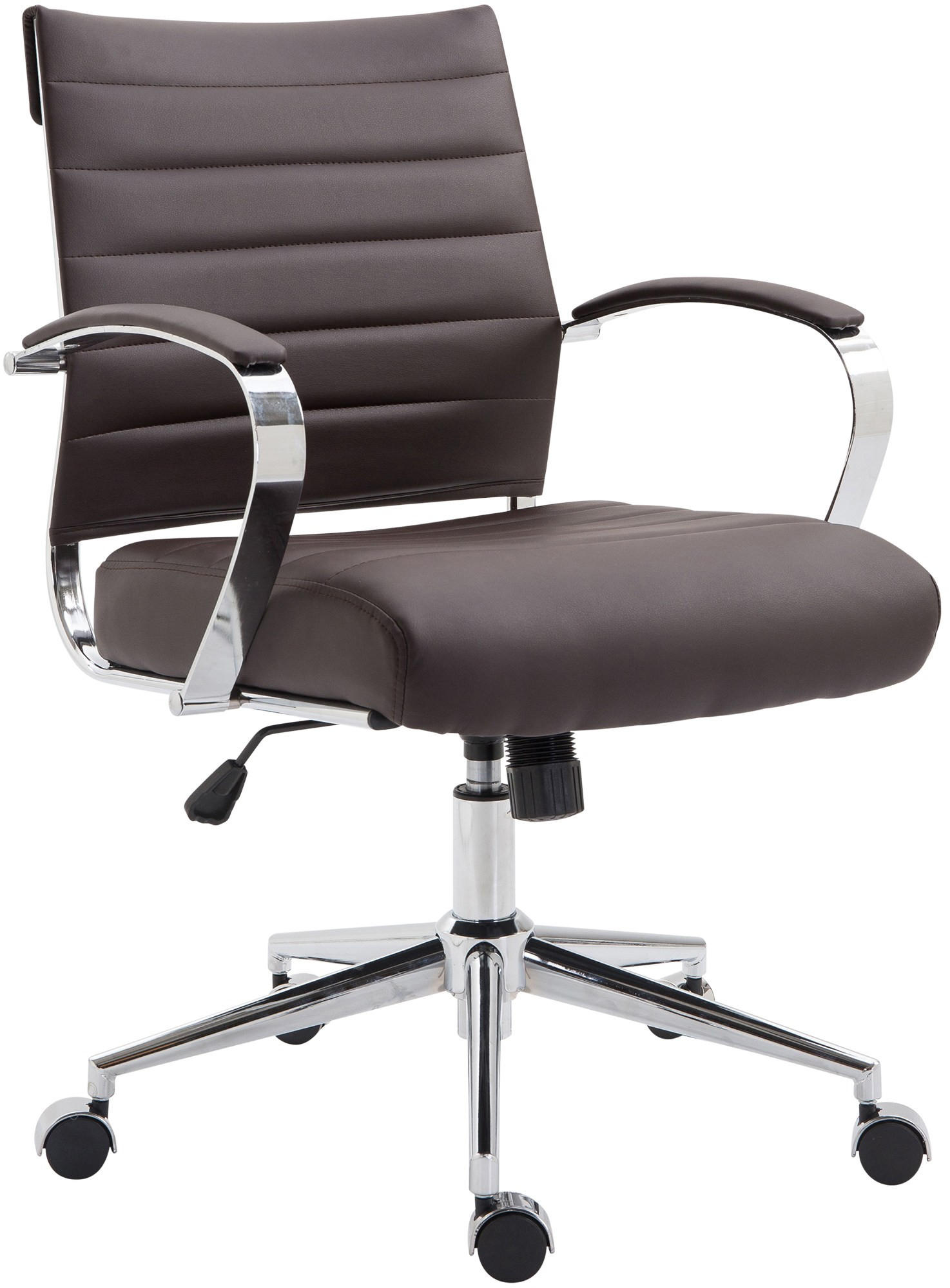 DREHSTUHL Lederlook braun - Chromfarben/Braun, Leder/Textil (57/90/62cm) - CLP