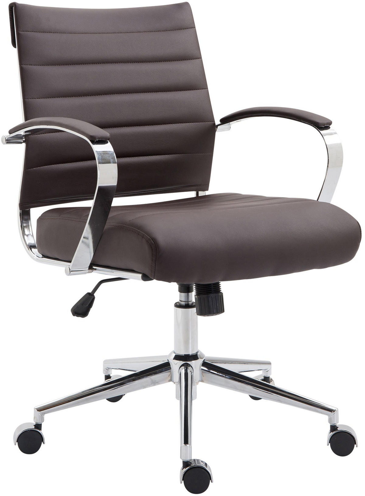 DREHSTUHL Lederlook braun - Chromfarben/Braun, Leder/Textil (57/90/62cm) - CLP