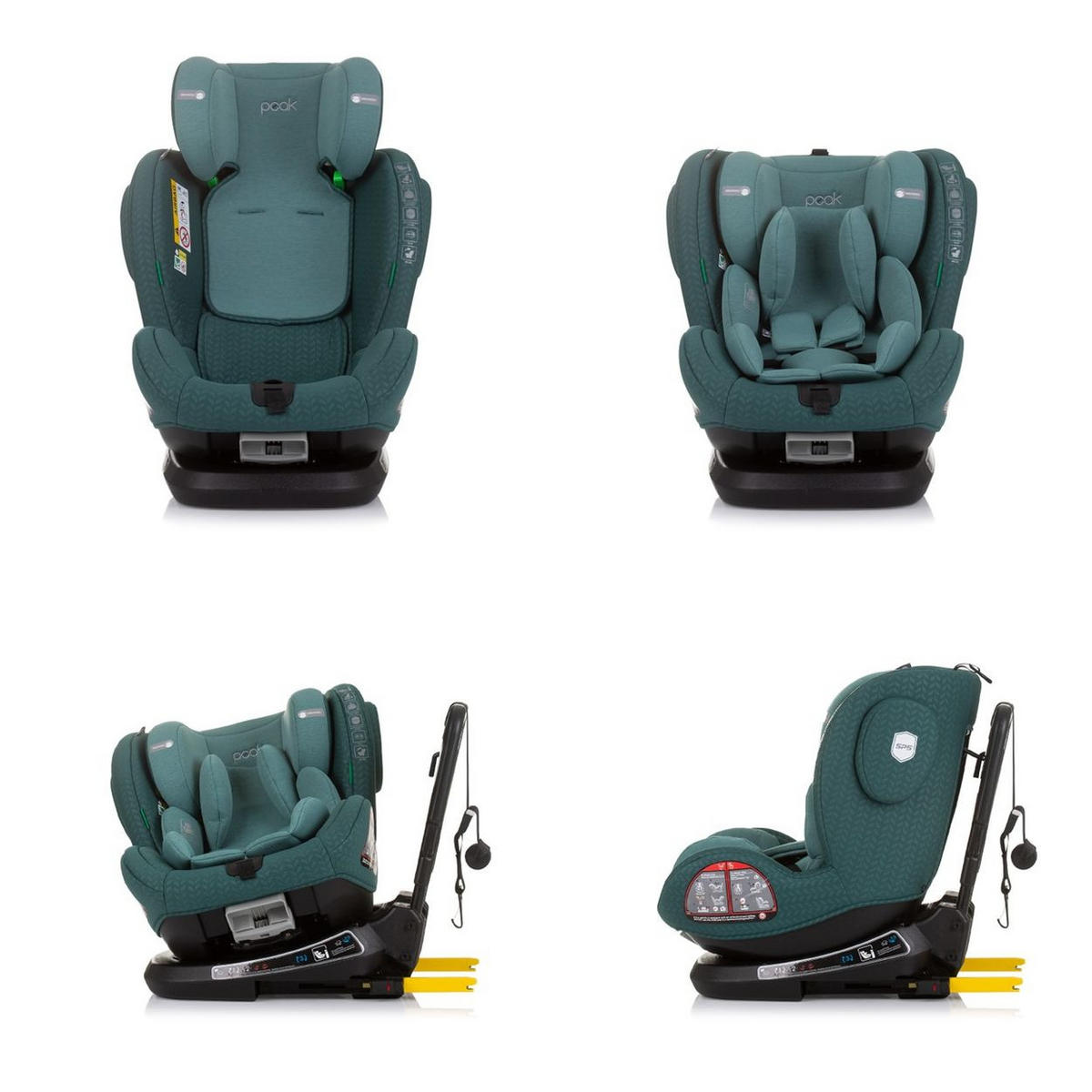 KINDERSITZ Peak i-Size grün (40 - 150 cm) Isofix, SPS, drehbar, verstellbar - Grün, Kunststoff (52/60/60cm) - Chipolino