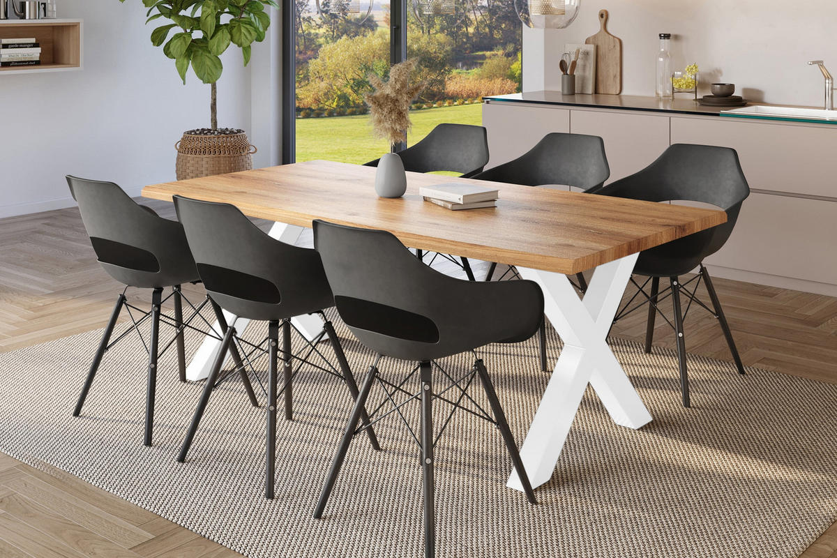 ESSTISCH JULIUS X - Wildeiche/Weiß, Holz (100/200/77cm) - SAM