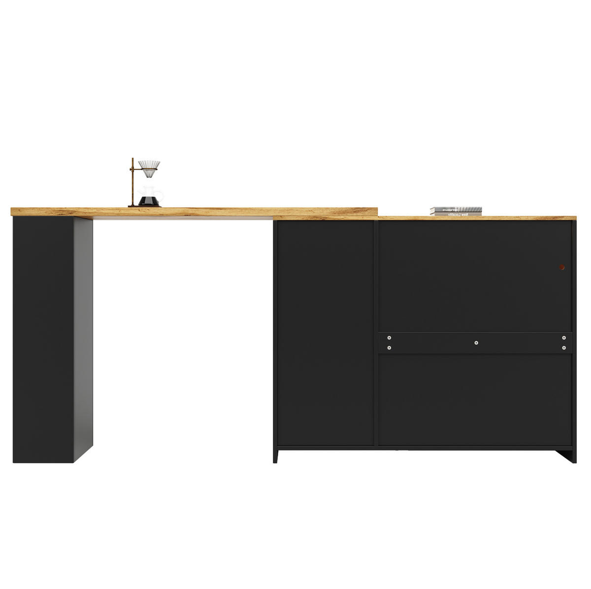 ESSZIMMERSCHRANK aus MDF 197 x 39,6 x 100 cm in Schwarz mit 360° Drehplatte & LED - Schwarz, Holzwerkstoff (197/100/39.6cm) - Modfu