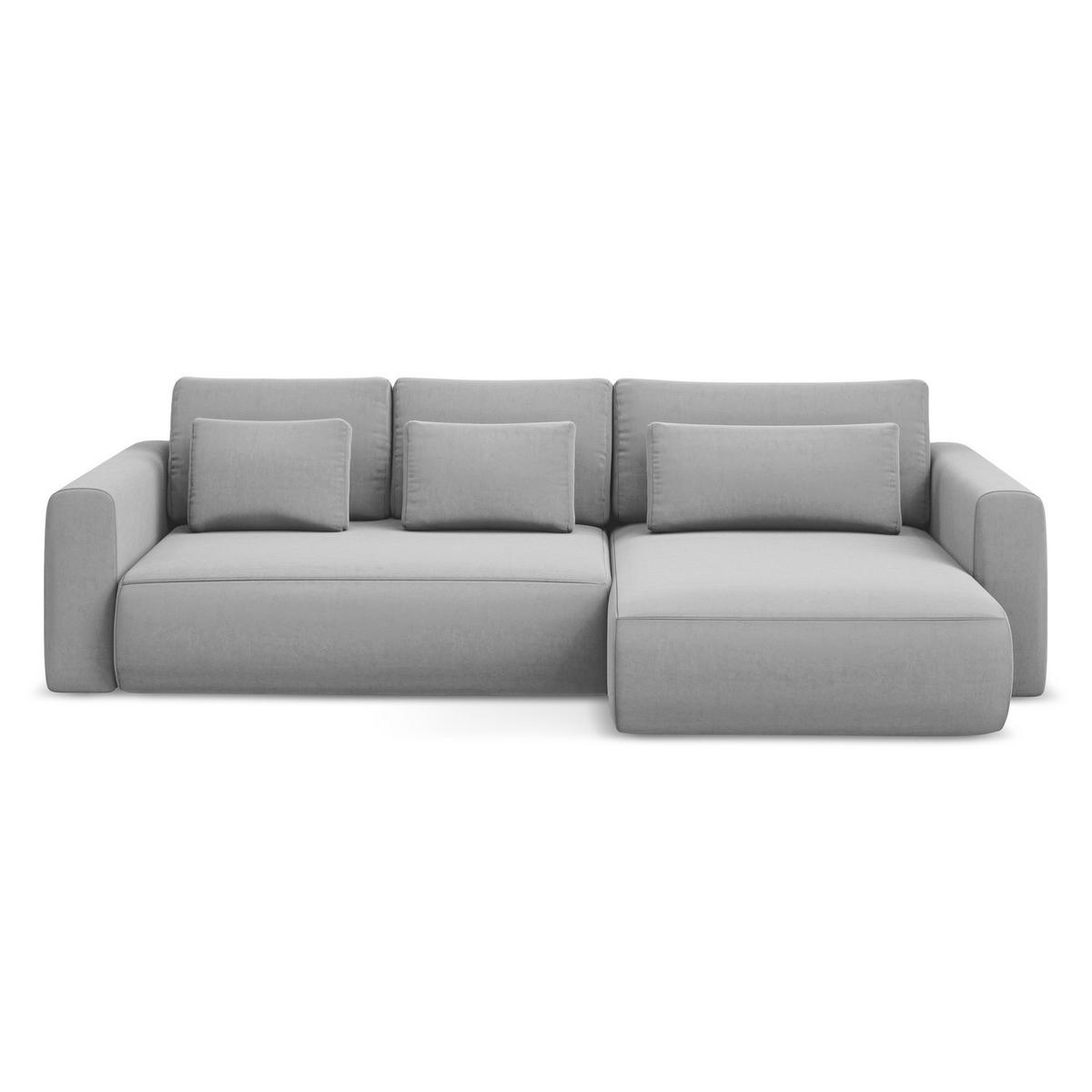 ECKSOFA mit Schlaffunktion Samt Stoff Grau - Schwarz/Grau, Kunststoff/Textil (278/149cm) - LaMiaSofa