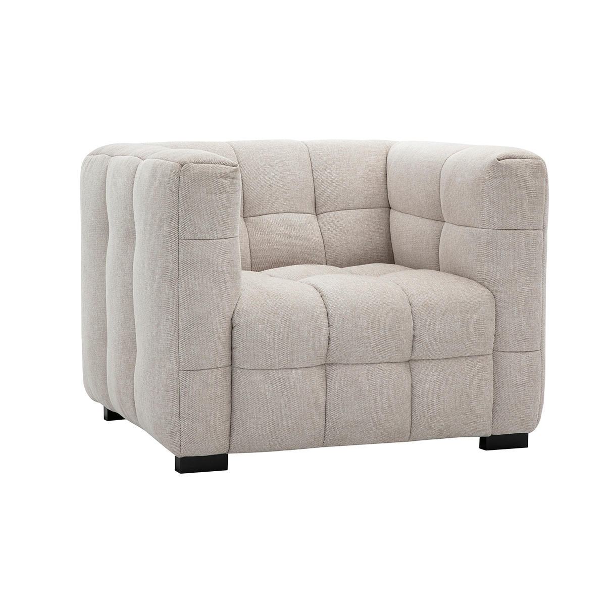SESSEL Designer Stoff Effekt-Samt Beige CORTO - Beige, Textil (90/74/101cm) - Miliboo