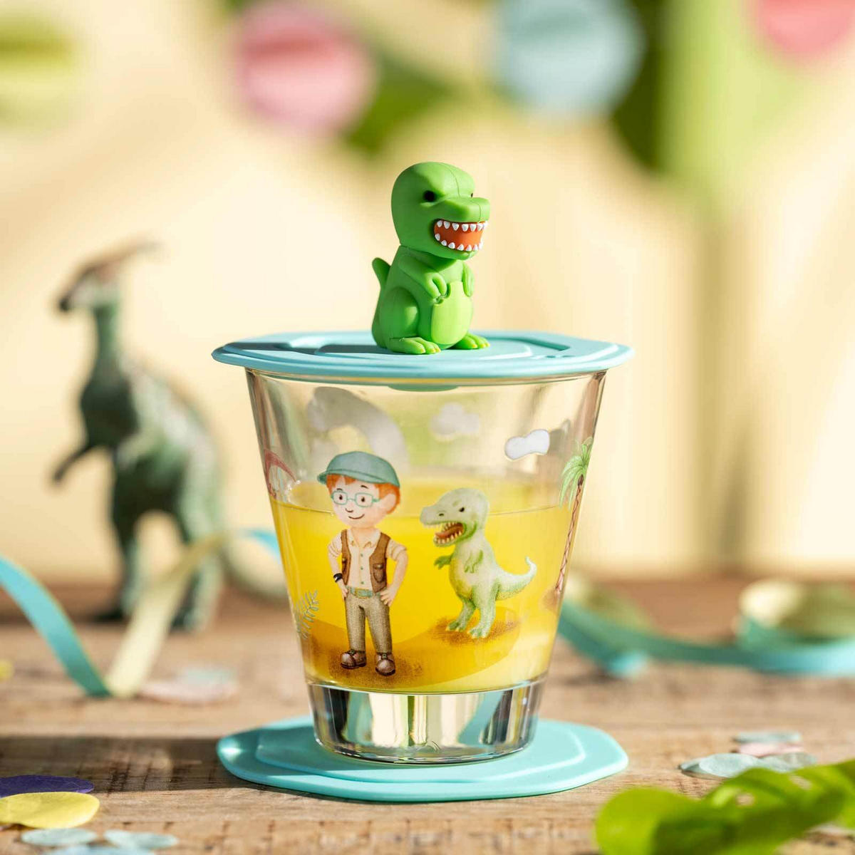 KINDERBECHERSET Bambini Avventura Dino 215 ml - Grün, Glas (0.215L) - Leonardo Living