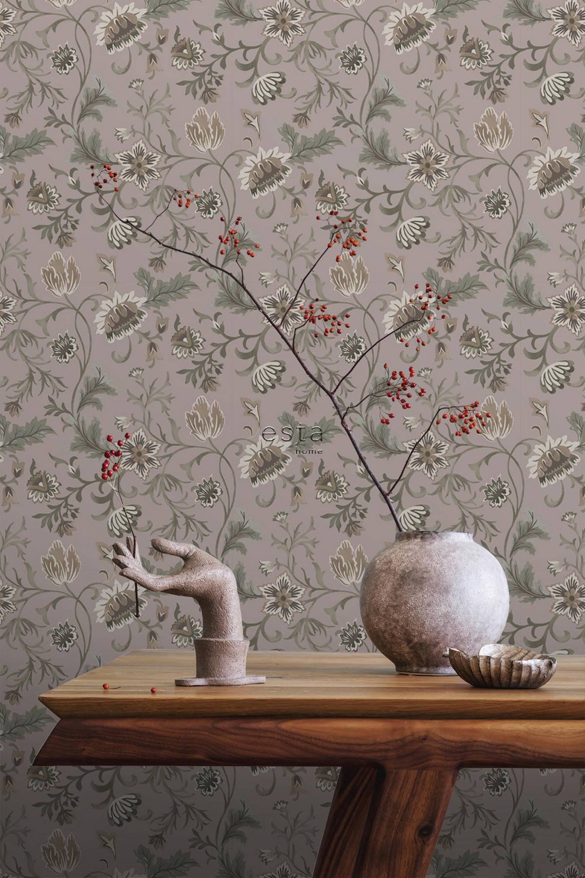 TAPETE Blumenmuster 50 x 900 cm - Pink, Papier (50/900cm) - ESTAhome