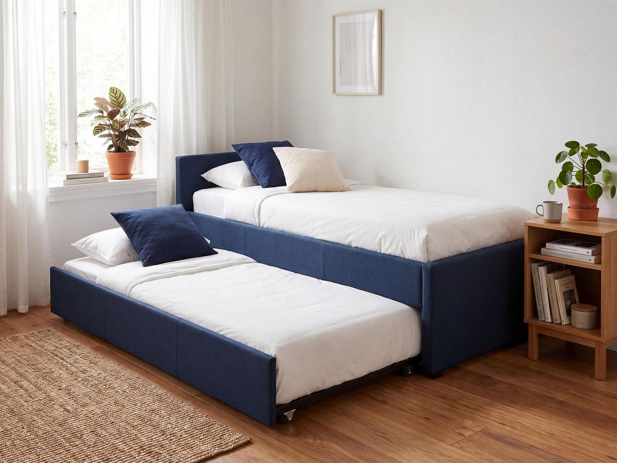 TAGESBETT 80/200 cm Marineblau Marmande - Blau, Textil (80/200cm) - Beliani