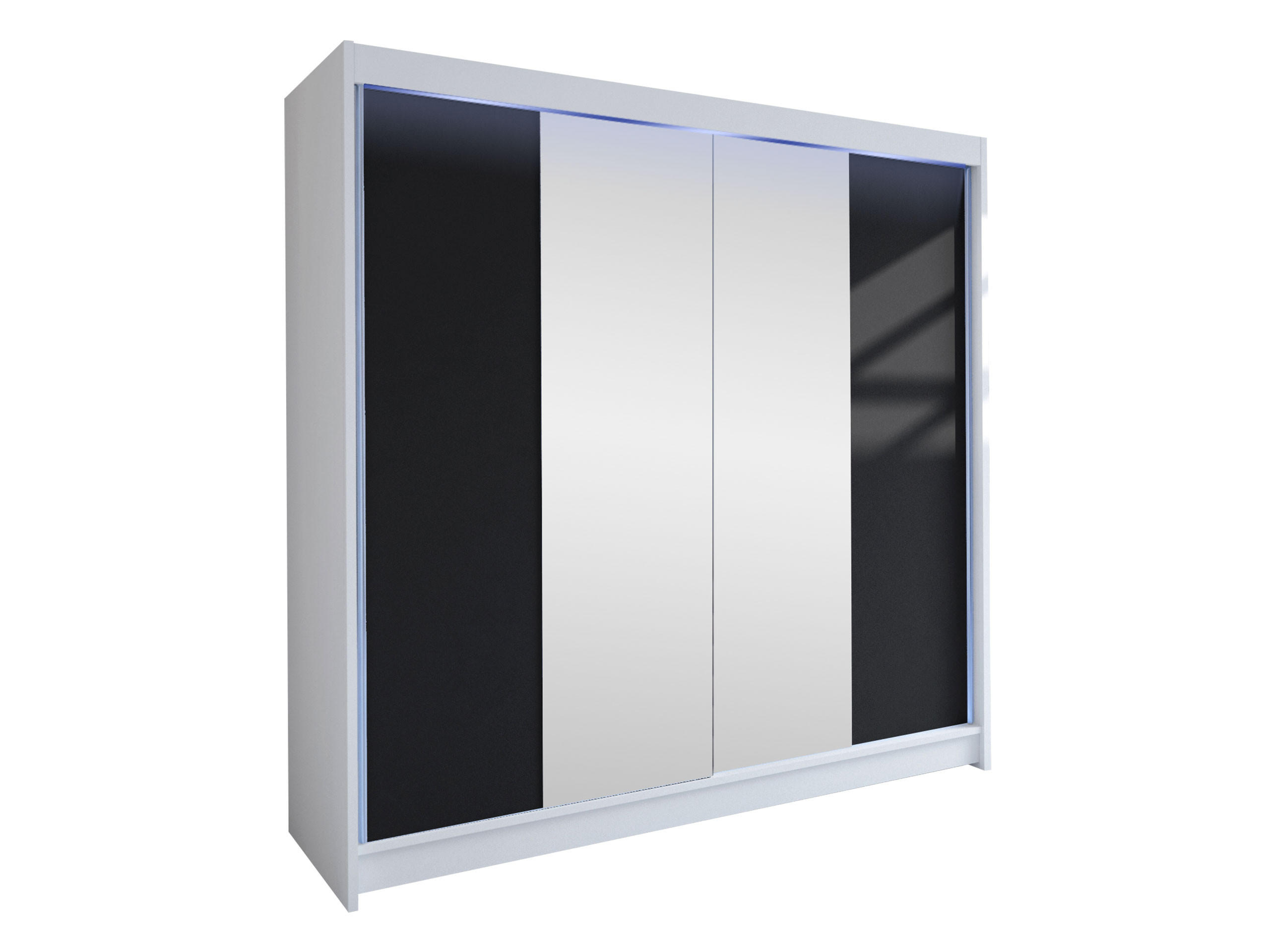 SCHWEBETÜRENSCHRANK Talin II, mit RGB LED Beleuchtung - Silberfarben/Multicolor, Holzwerkstoff/Metall (180/215/58cm) - MIRJAN24
