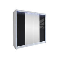 SCHWEBETÜRENSCHRANK Talin II, mit RGB LED Beleuchtung - Silberfarben/Multicolor, Holzwerkstoff/Metall (180/215/58cm) - MIRJAN24