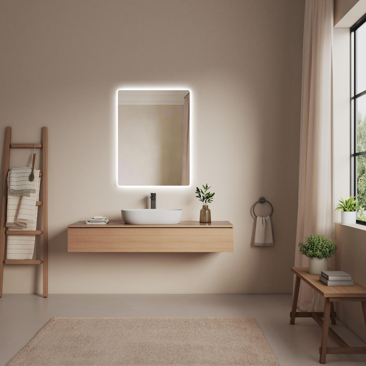 OGLINDA de baie cu LED-uri 80/60 cm - transparent, sticlă (80/60/3cm) - EMKE