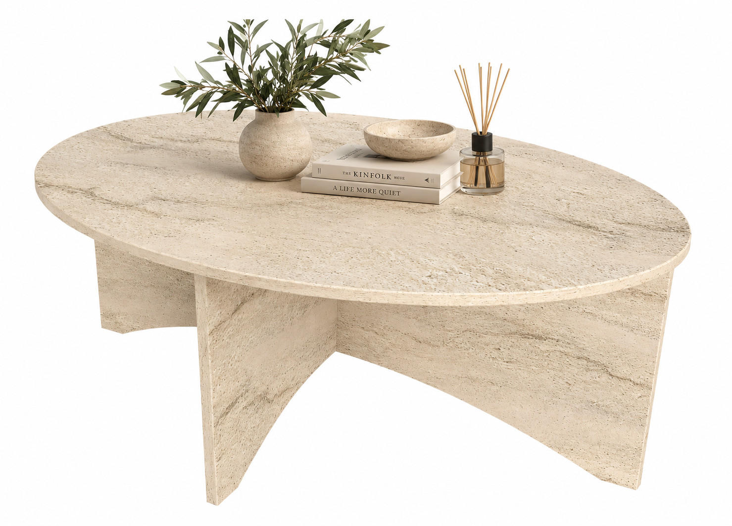 COUCHTISCH Solo Travertin - Creme, Holzwerkstoff (100/70/42cm) - Decorotika