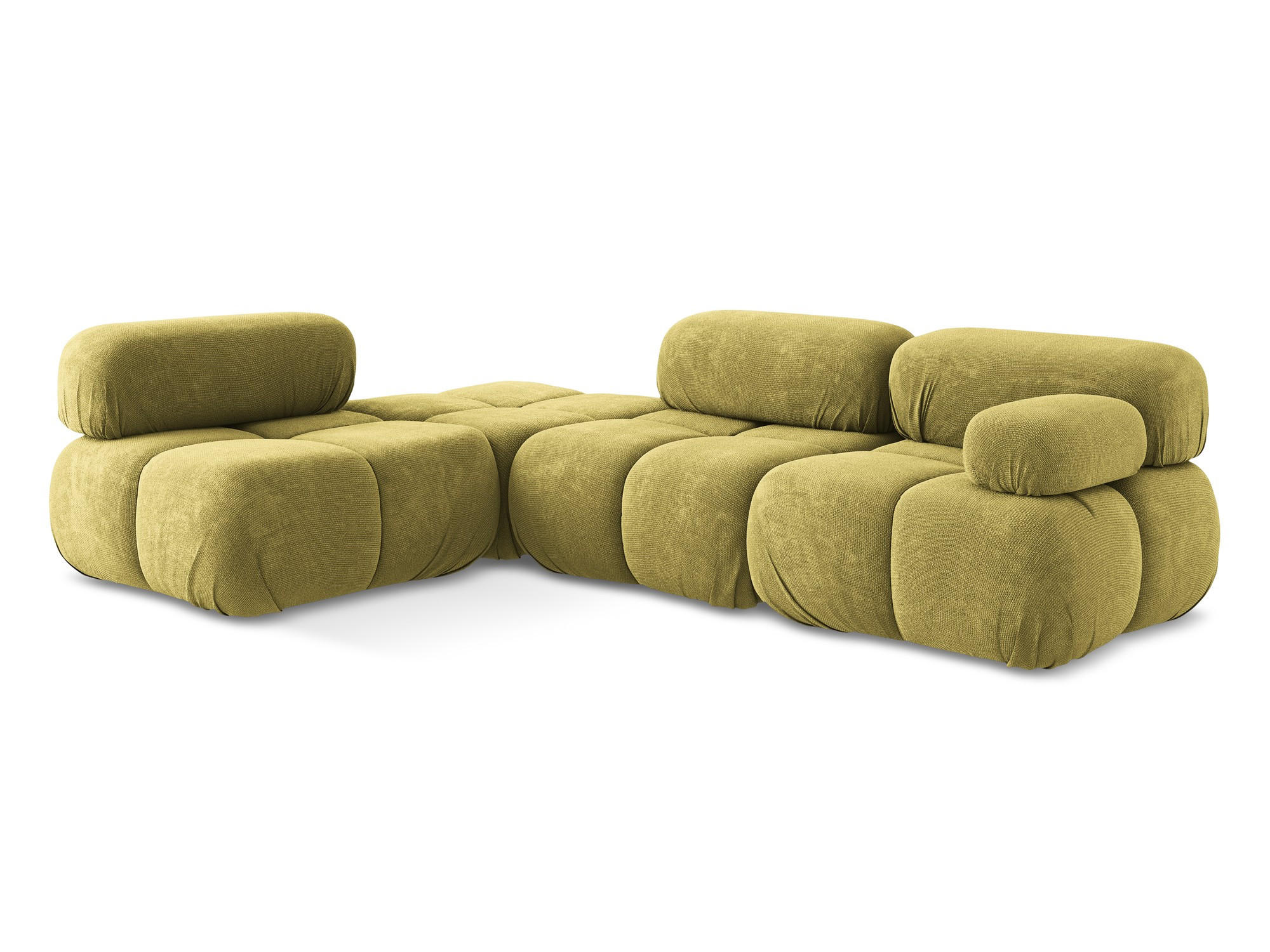 ECKSOFA Links Chenille Stoff Grün - Limette/Schwarz, Kunststoff/Textil (190/285cm) - Makamii