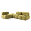 ECKSOFA Links Chenille Stoff Grün - Limette/Schwarz, Kunststoff/Textil (190/285cm) - Makamii