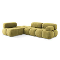 ECKSOFA Links Chenille Stoff Grün - Limette/Schwarz, Kunststoff/Textil (190/285cm) - Makamii