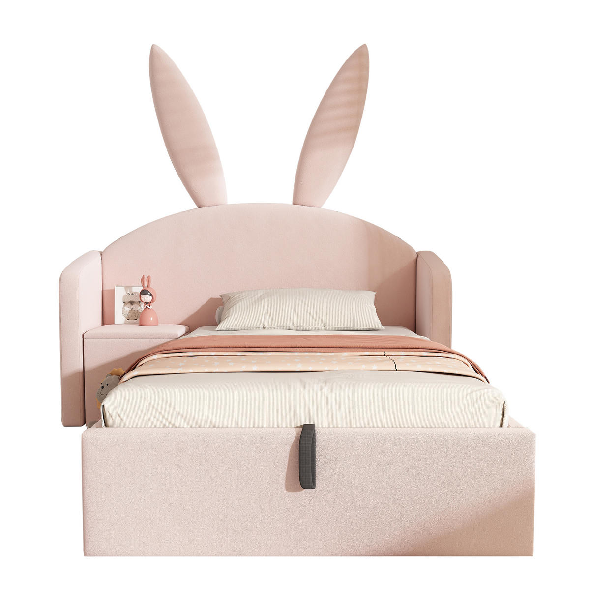 KINDERBETT mit Stauraum 90x200 cm Samt Pink mit Nachttisch - Pink, Metall (90/200cm) - Meubliv