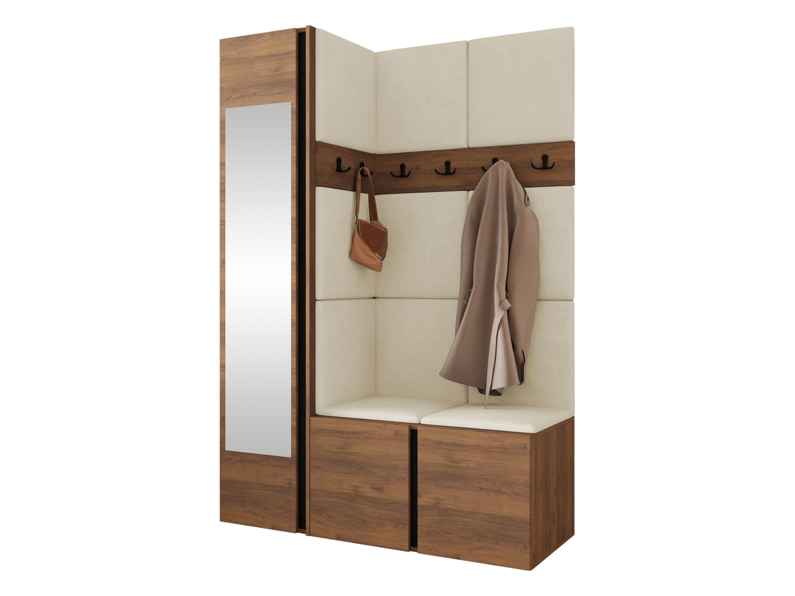 Mirjan24 Garderoben-Set Nussbaum, Beige 124x186x46 cm