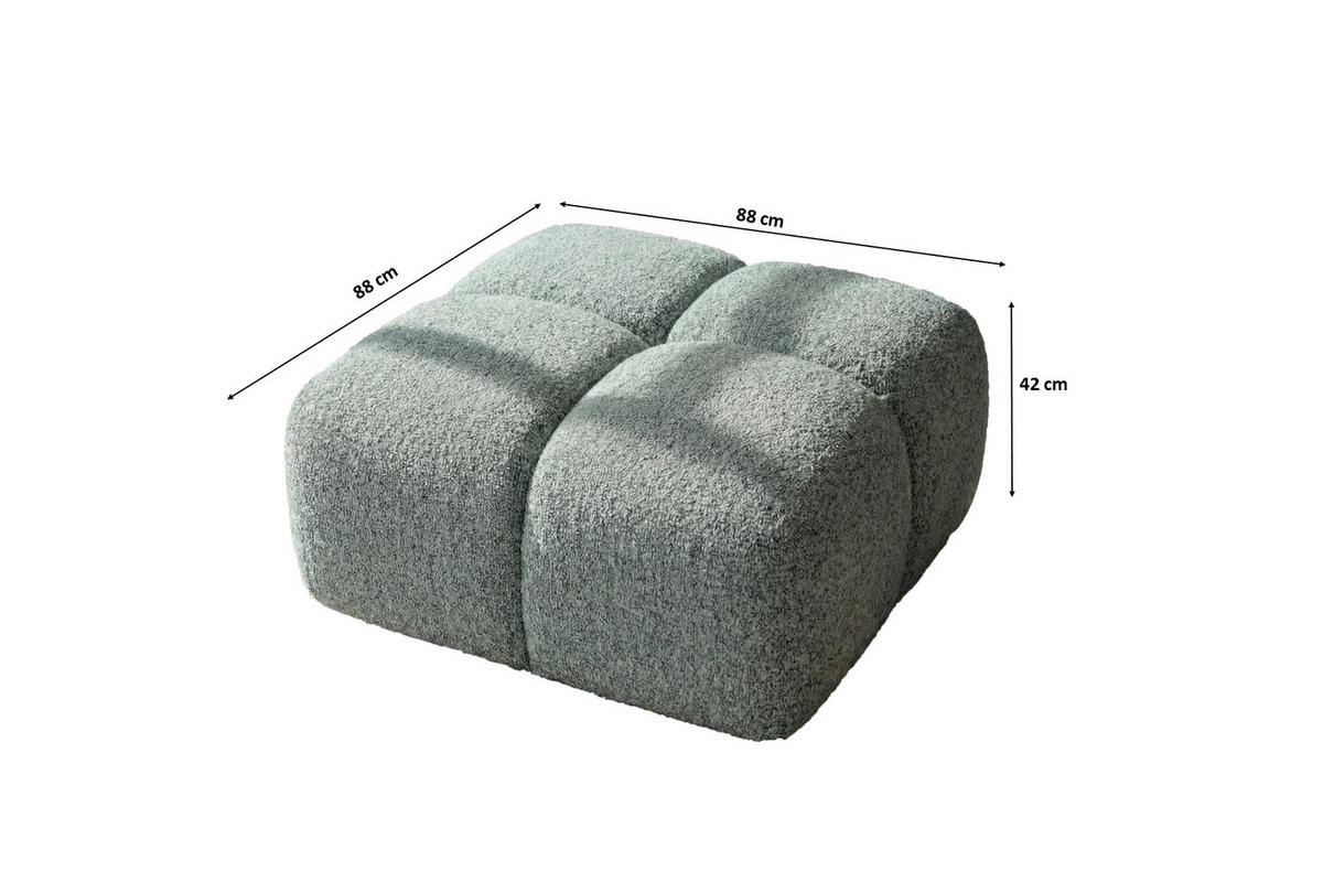 HOCKER, Pouf, Chenille Stoff Puente, Mintz, Averro - Mintgrün, Holz (88/42/88cm) - Kaiser Möbel