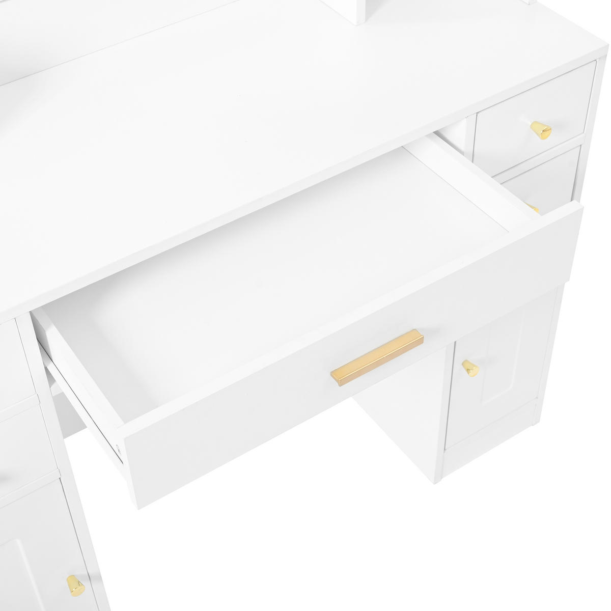 SCHMINKTISCH in Weiß mit Spiegel und LED-Beleuchtung für Schlafzimmer, B105/T40/H152 cm - Weiß, Glas/Holzwerkstoff (105/152/40cm) - STILVORA