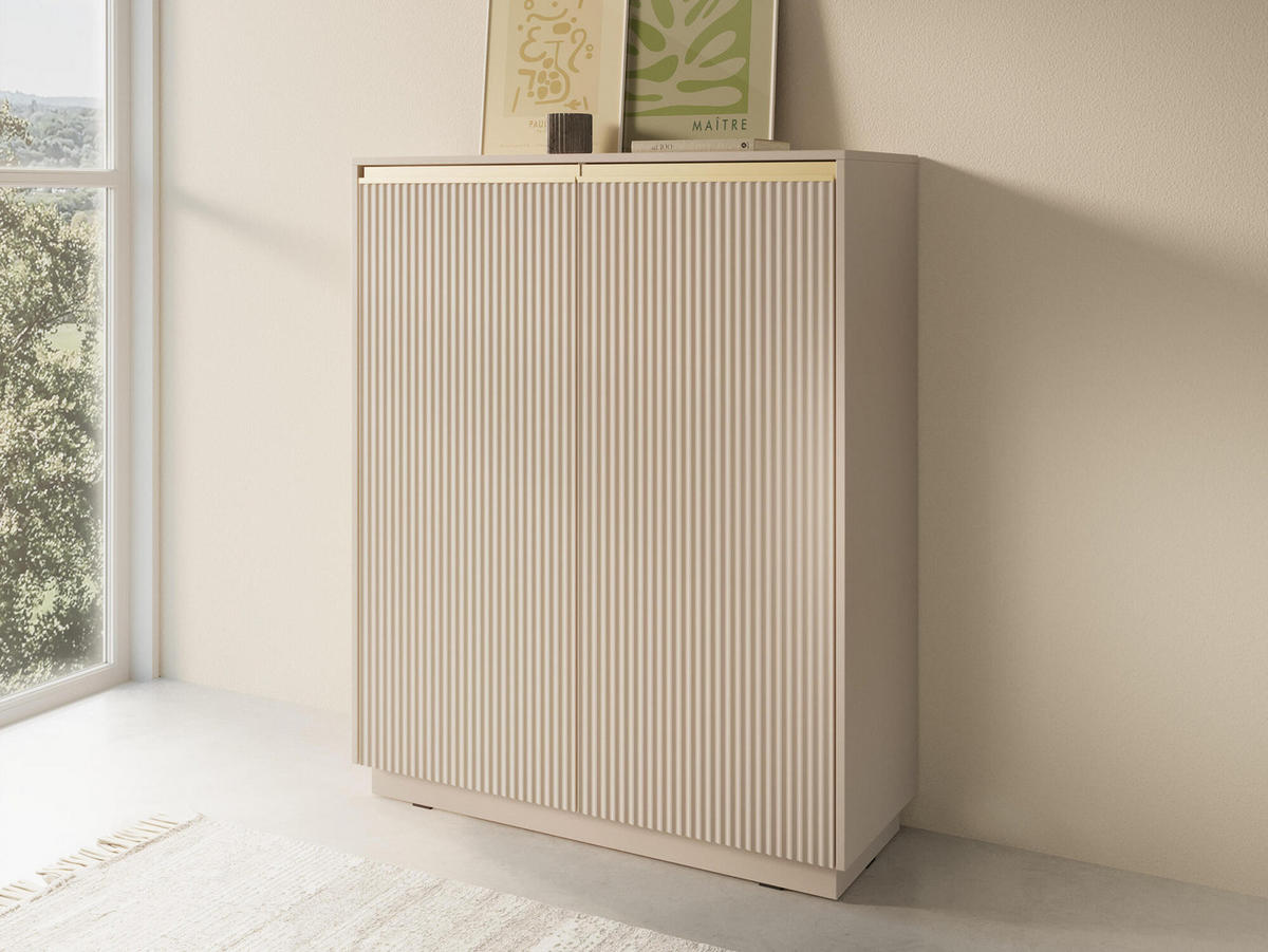 SIDEBOARD ROYAL Beige, Gold 104x39x127 cm - Beige/Goldfarben, Holzwerkstoff (104/127/39cm) - FURNLUX