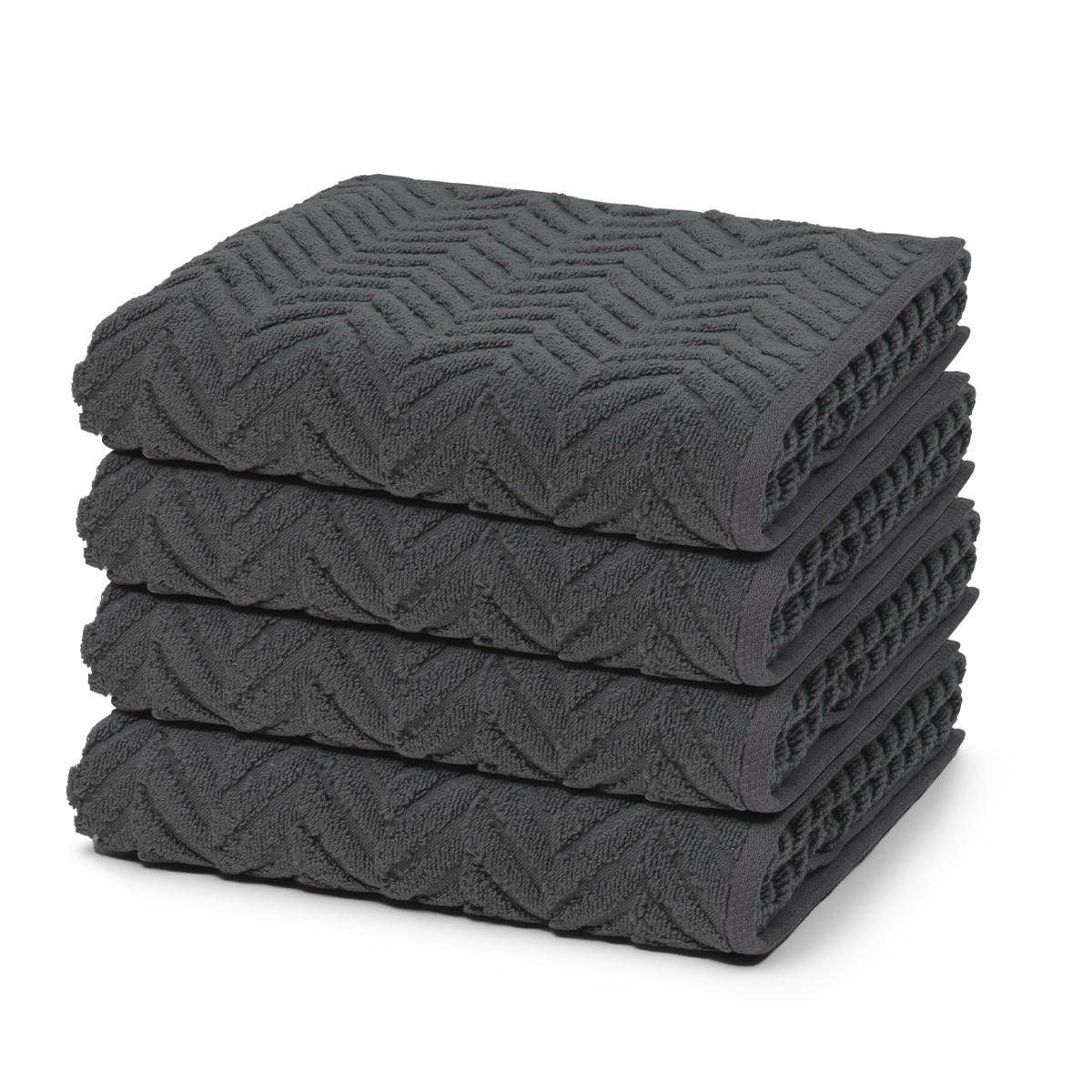 HANDTUCH Sensual Skin Zopf 4er-Set - Dunkelgrau, Textil (50/100cm) - Ross