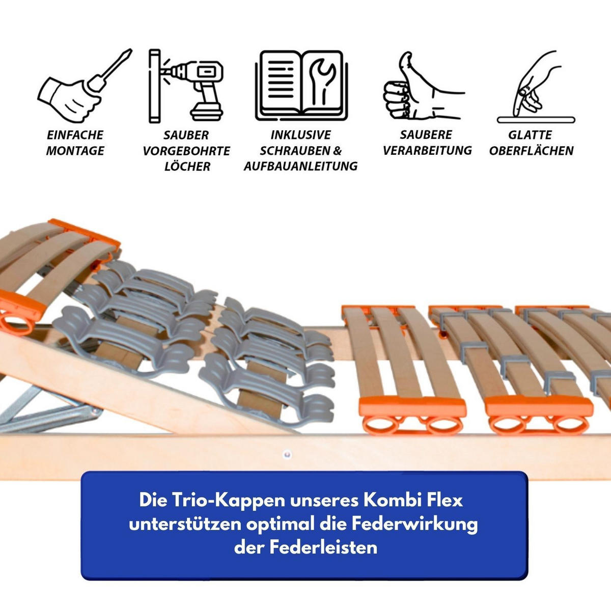 TELLERLATTENROST KOMBIFLEX K 90x200 cm Kopfteil verstellbar - Naturfarben, Holz (90/200cm) - Coemo