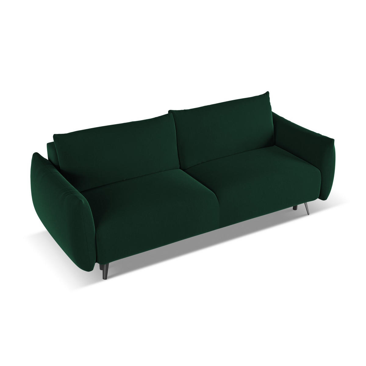 3-SITZER SOFA mit Schlaffunktion Samt Stoff Grün - Dunkelgrün/Schwarz, Textil/Metall (230/86/105cm) - LaMiaSofa