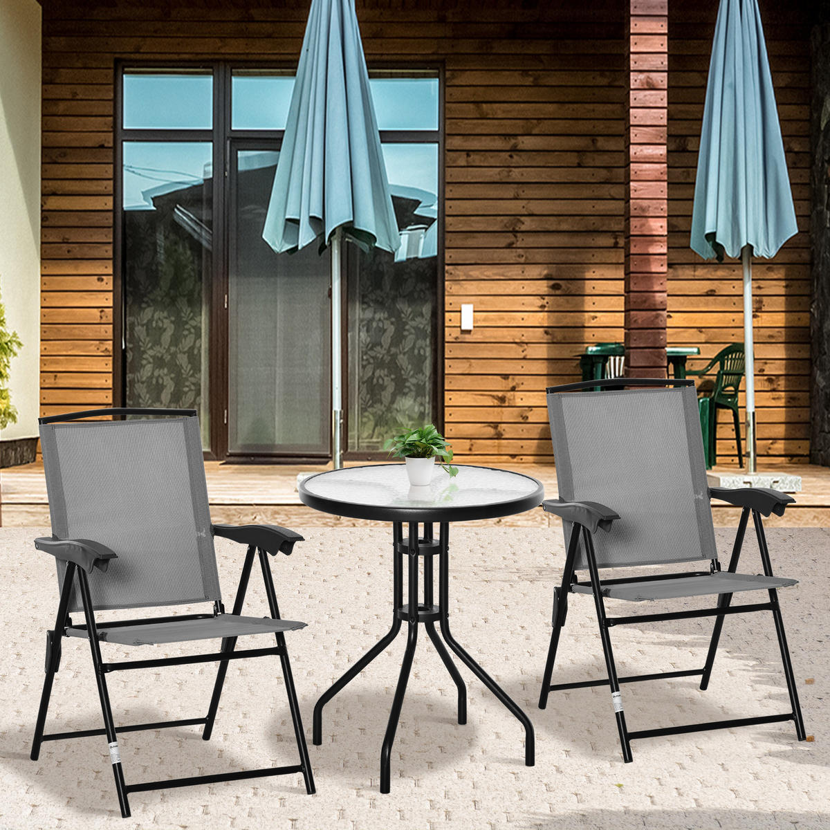 BALKONSET 3-teilig DE-14108 Grau - Grau, Metall - ComfortXL
