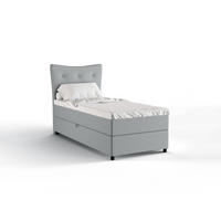 BOXBETT Nevada 90 x 200 cm Doppelbett mit hochwertiger Bonell-Matratze und Topper - grau - Grau, Holz (90/200cm) - Panda Möbel