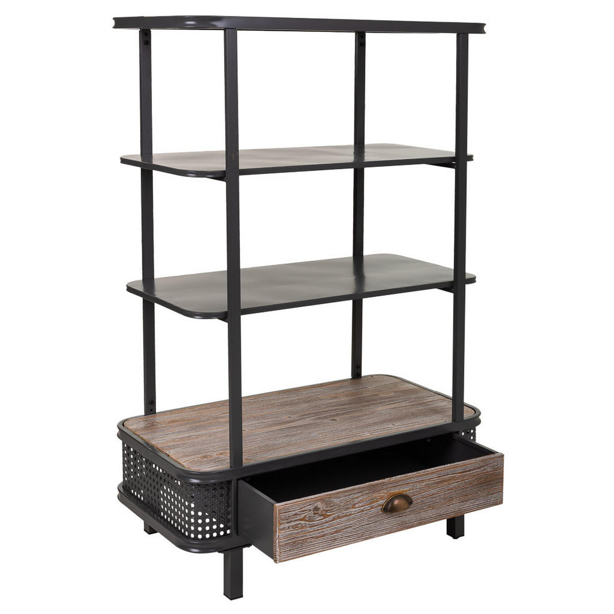 REGAL aus Metall und Holz, Grau, 80x40x121 - Grau, Metall (80/121/40cm) - Wanderlust