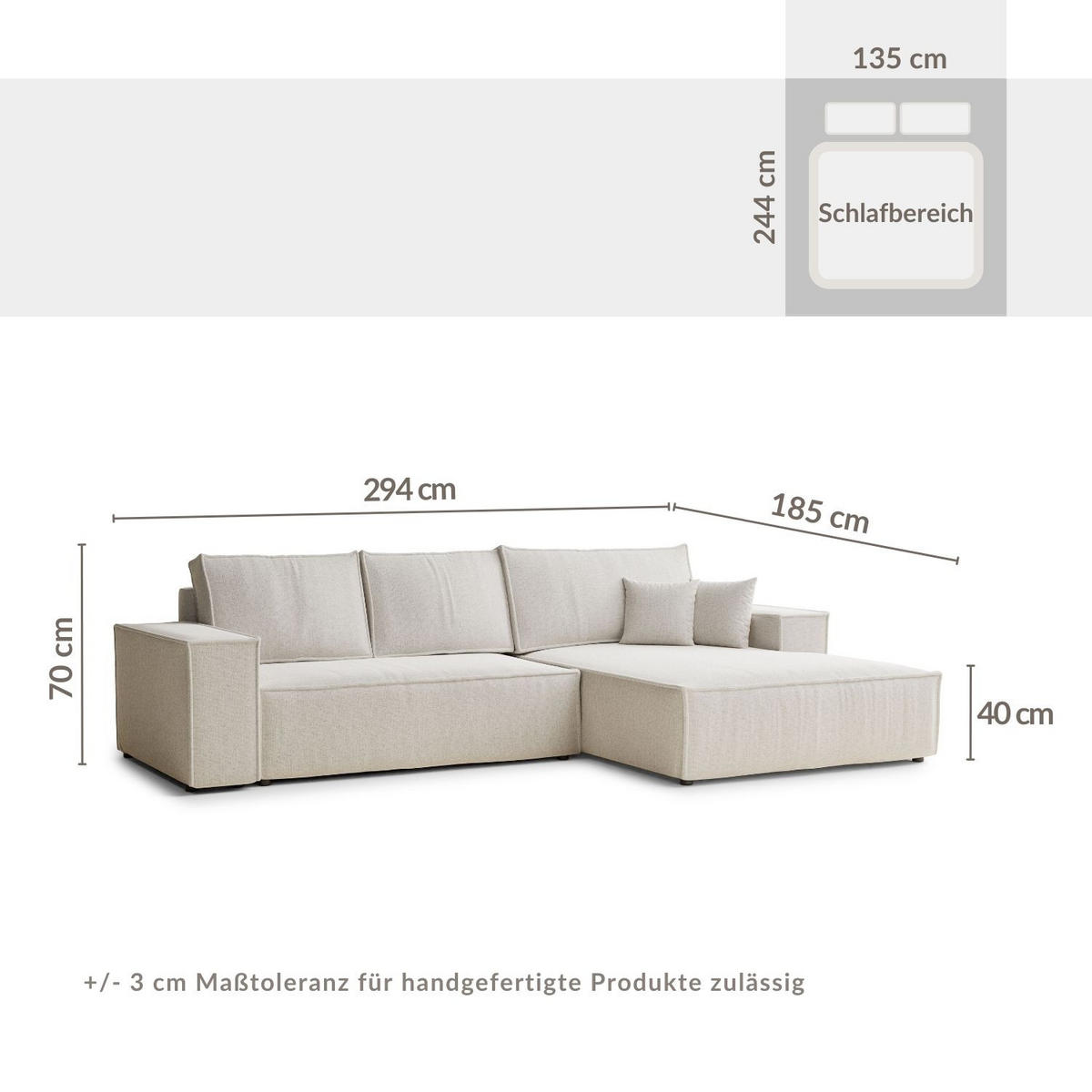 ECKSOFA Maze Korallenfarbe Webstoff - Rechts Seite - Koralle/Schwarz, Holz/Holzwerkstoff (294/185cm) - Maison de Reve