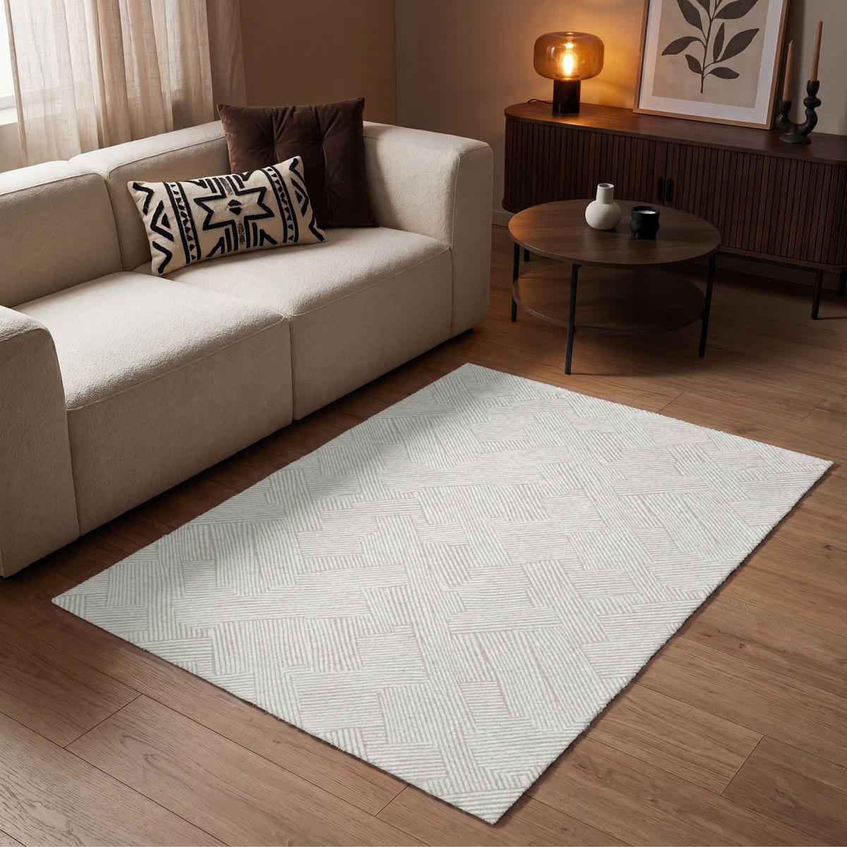 KOBERCE - Textúra - abstraktná - béžová - 120x180 cm - béžová, textil/plast (120/0.4cm) - OnlyWow