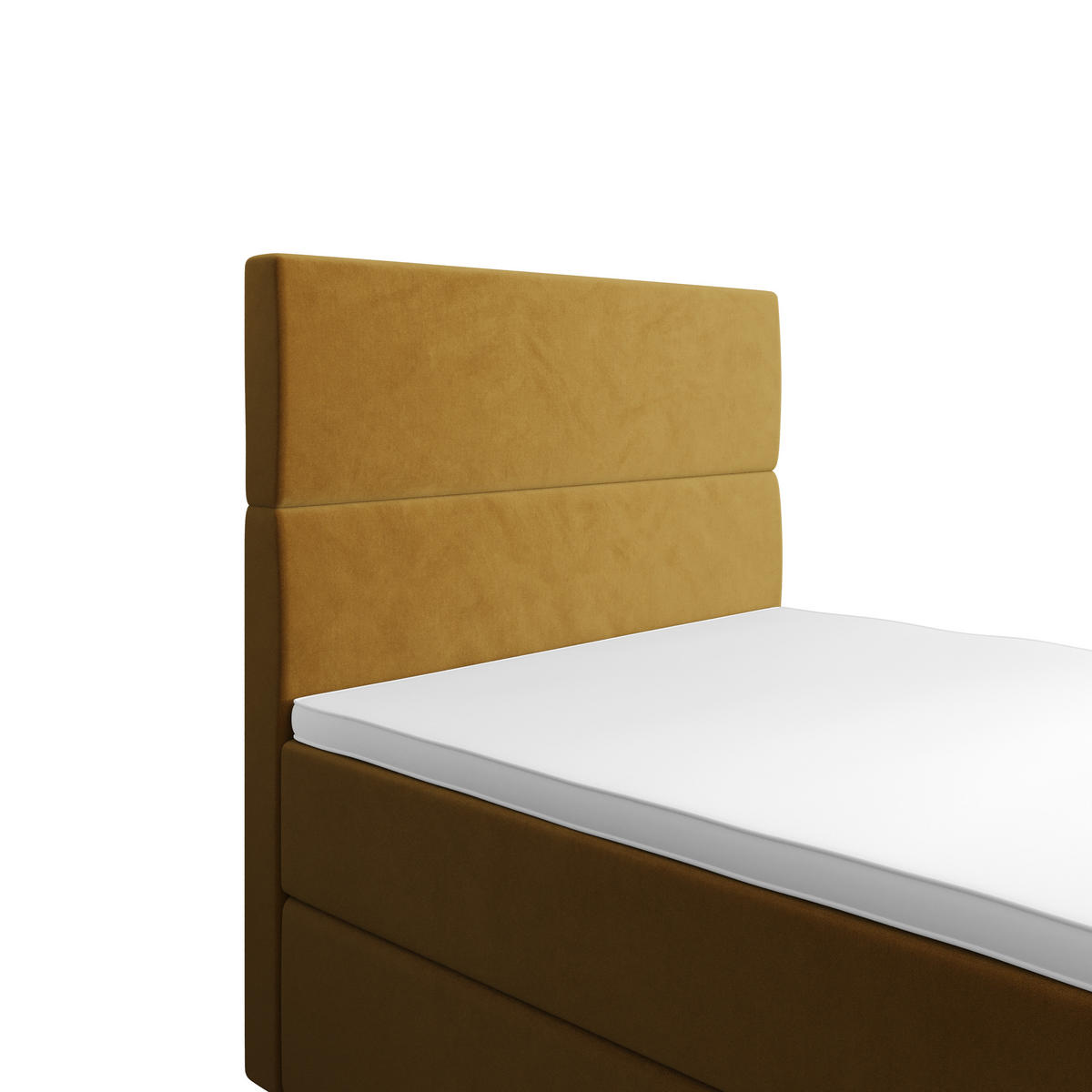 BOXBETT FLO 120x200 Itaka 33, mit Matratze H3, Bonell und Topper, Senfton - Gelb, Holz/Textil (120/200cm) - Bedante