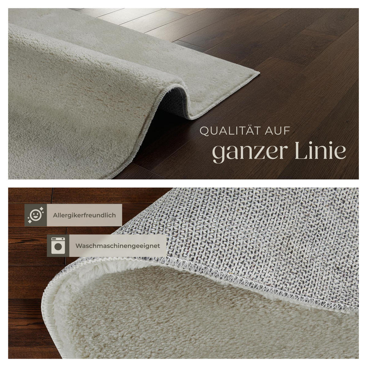 KURZFLORTEPPICH Soft Zone,rutschfeste Unterseite,Sand - Sandfarben, Textil (230/160cm) - tectake