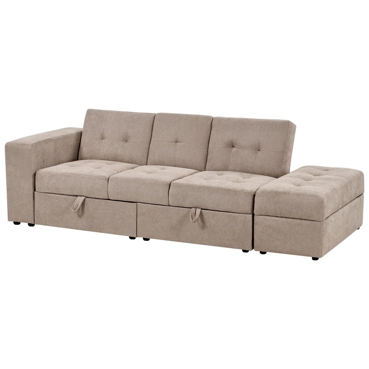 CANAPEA EXTENSIBILĂ cu 3 locuri textil maro deschisă cu spațiu de depozitare Falster - maro deschis, material textil (210/75/94cm) - Beliani