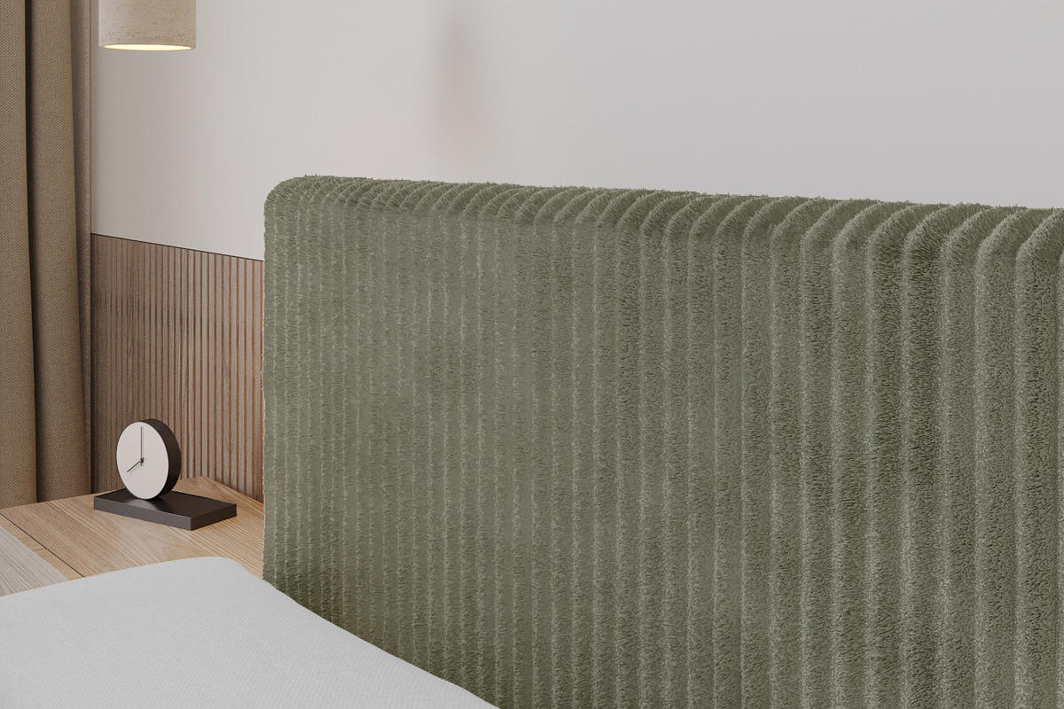 BOXBETT mit Matratze H3 und Lattenrost - TOLO-Z - 200x200 Cord - Olive - Olivgrün, Holzwerkstoff (200/200cm) - ALTDECOR