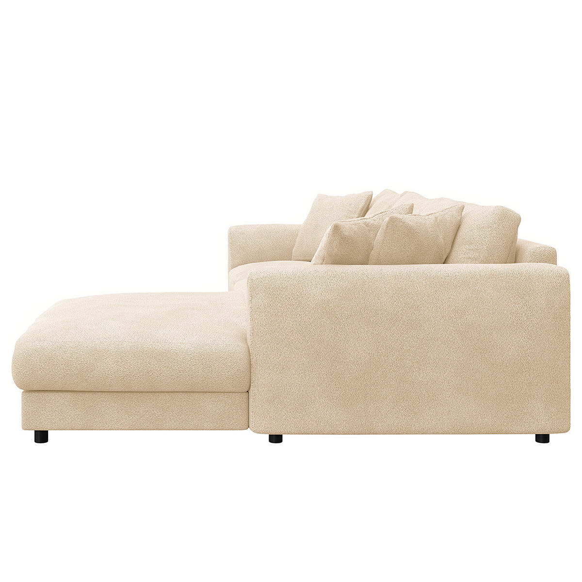 ECKSOFA mit Longchair - Beige/Schwarz, Holz/Kunststoff (286/183cm) - home24