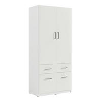DREHTÜRENSCHRANK RYGEN 90,9/197,5/53,3cm 2-türig Weiß - Weiß, Holzwerkstoff (90.9/197.5/53.3cm) - MASSENO