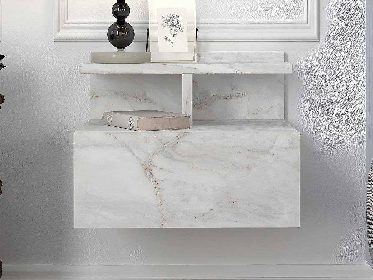 NACHTTISCH - 39.4 cmcm x 35 cmcm - Holz, Platte - Weiß - AZELNO - Weiß, Holz (39.4/32/35cm) - Vente-Unique