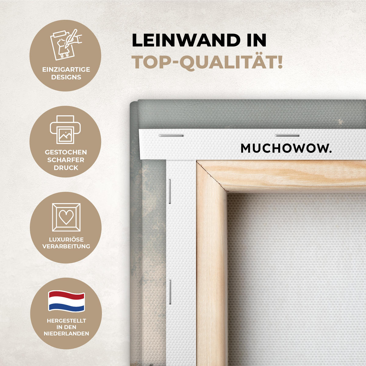 LEINWANDBILD Hügel - Abstrakt - Christentum - Kreuz Wandbild 40x30 cm - Hellgrau, Textil (40/30cm) - MuchoWow