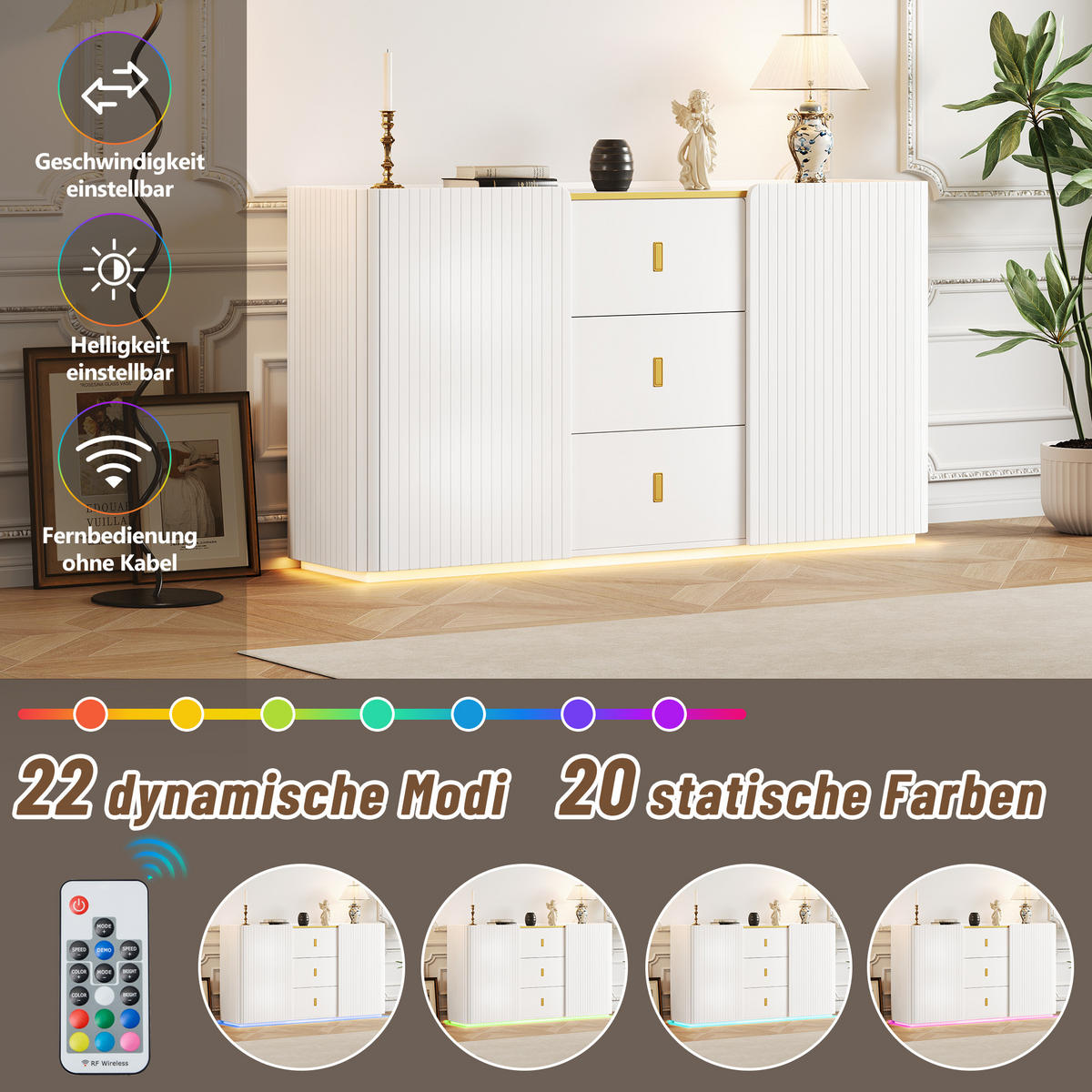 SIDEBOARD Weiß 150/35/80 cm - Weiß, Holzwerkstoff (35/80/150cm) - Urban Meuble