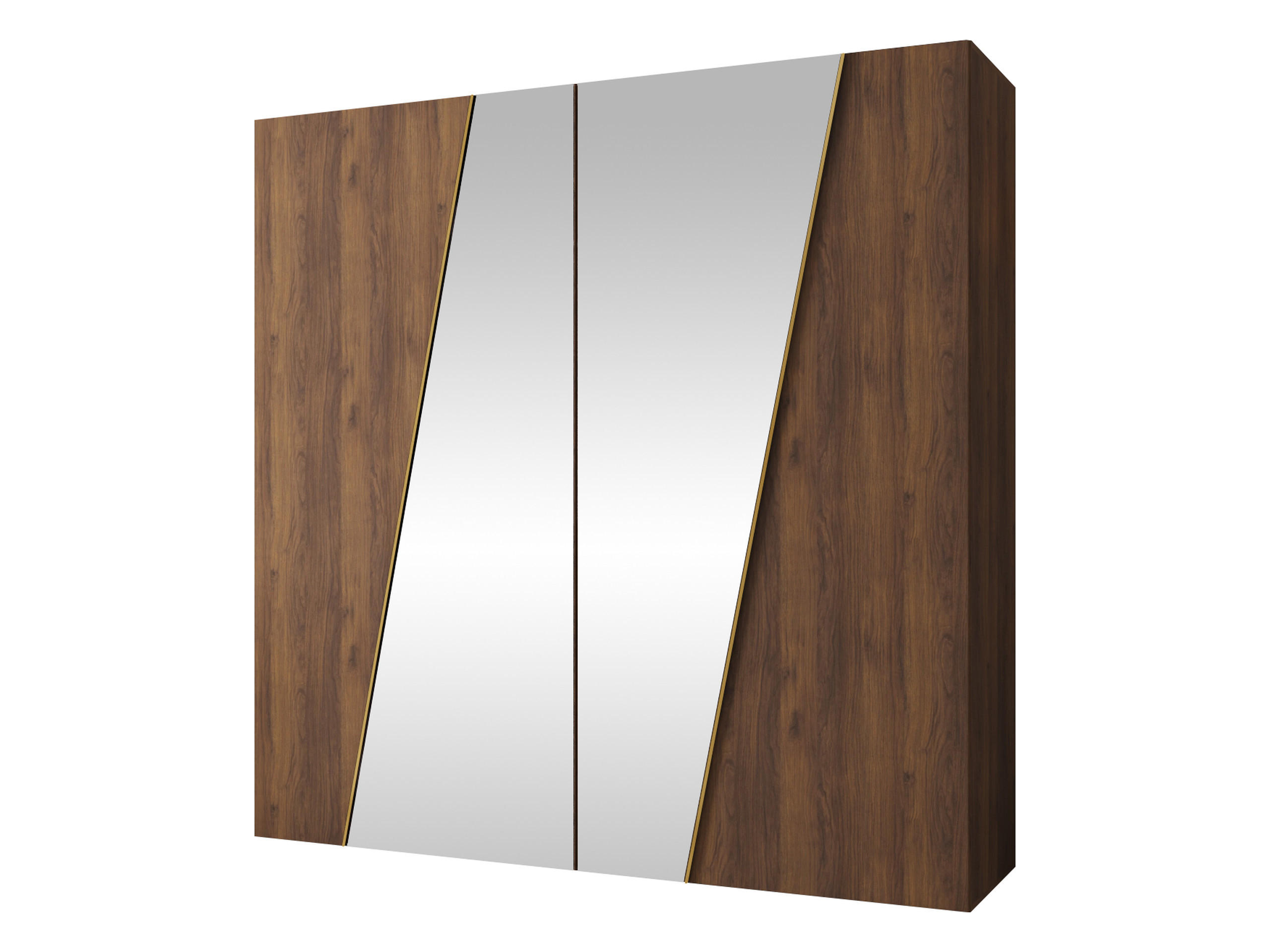 Mirjan24 Drehtürenschrank Nussbaum, Gold 200x202x50 cm
