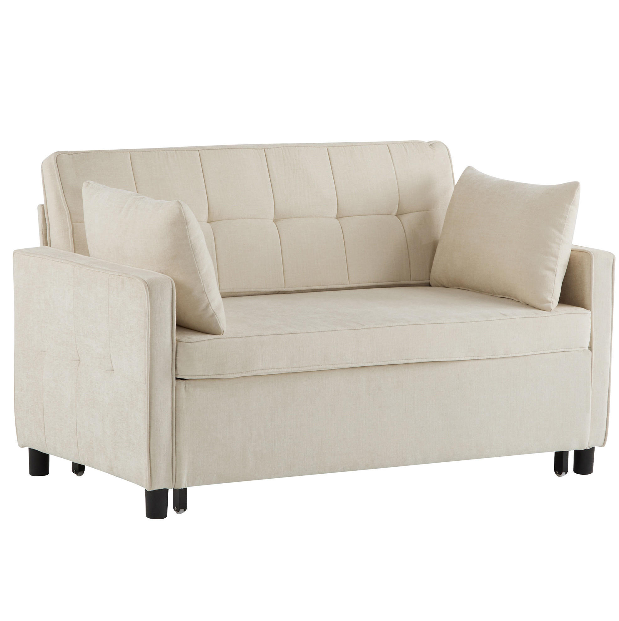 SCHLAFSOFA 125/174 cm Liegefläche – mit Chenillebezug und 2 Kissen - Beige, Textil (79/85/142cm) - BEAOK