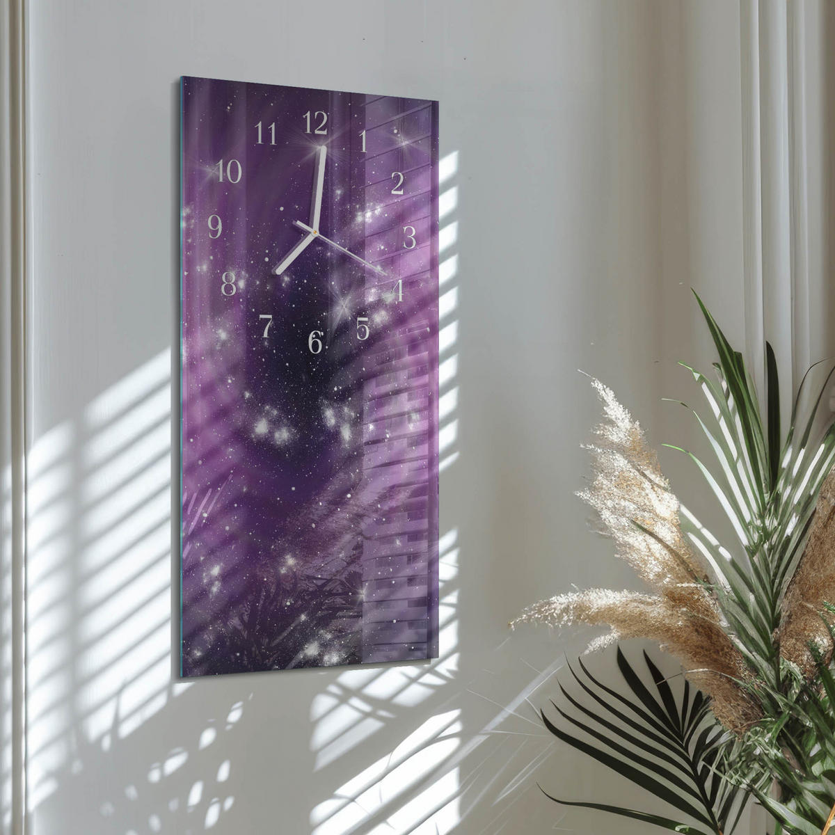 WANDUHR 30x60 cm - Freiheitsstatue - Lila, Glas (30/60/0.4cm) - TULUP