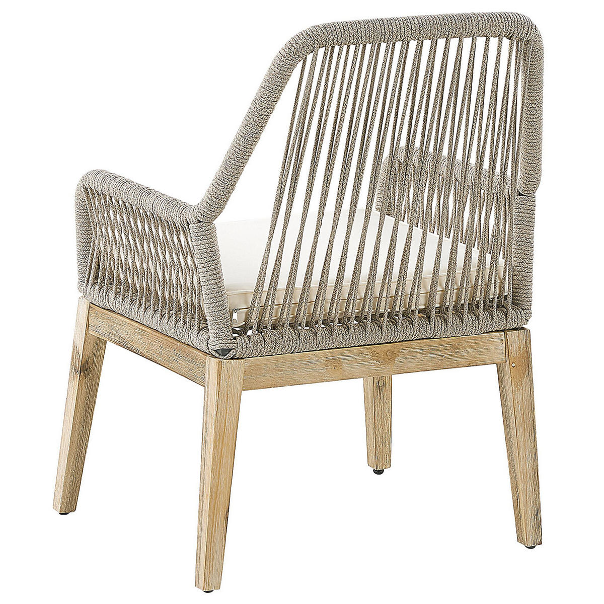 GARTENSTUHL 2er-SET beige/heller Holzfarbton Auflagen cremeweiß Olbia - Beige, Kunststoff (64/89/71cm) - Beliani