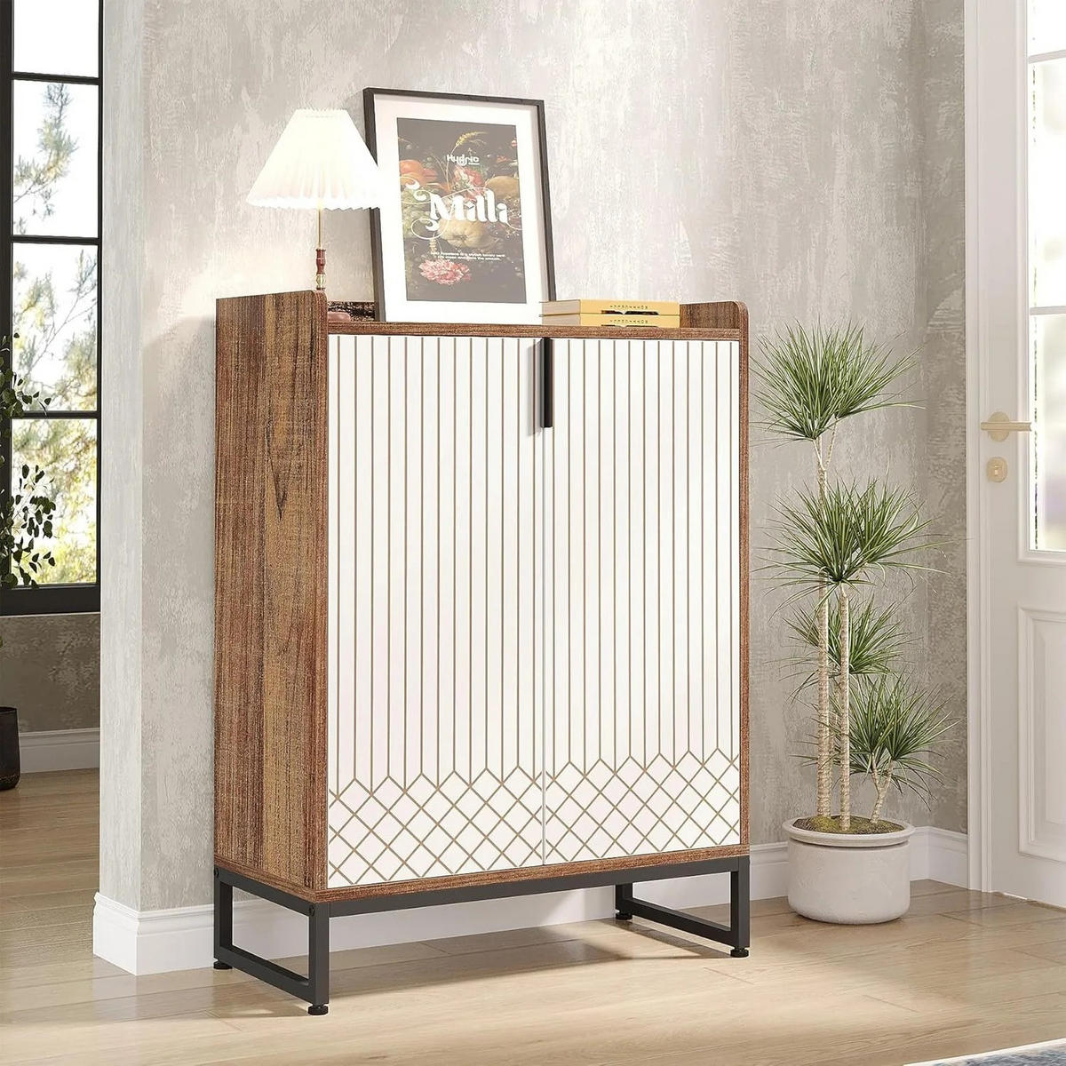 SCHUHSCHRANK 5-stufig moderner Holzschrank mit Türen Weiß - Weiß, Holz (75/105/35cm) - Kaket