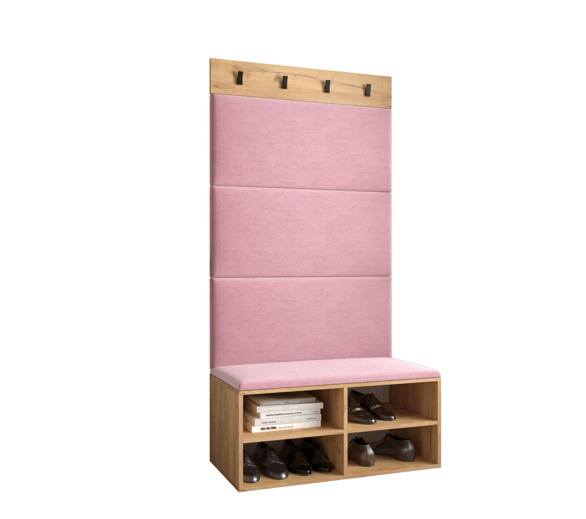 Möbel Kryspol Garderoben-Set Eiche, Pink 84x184x42 cm