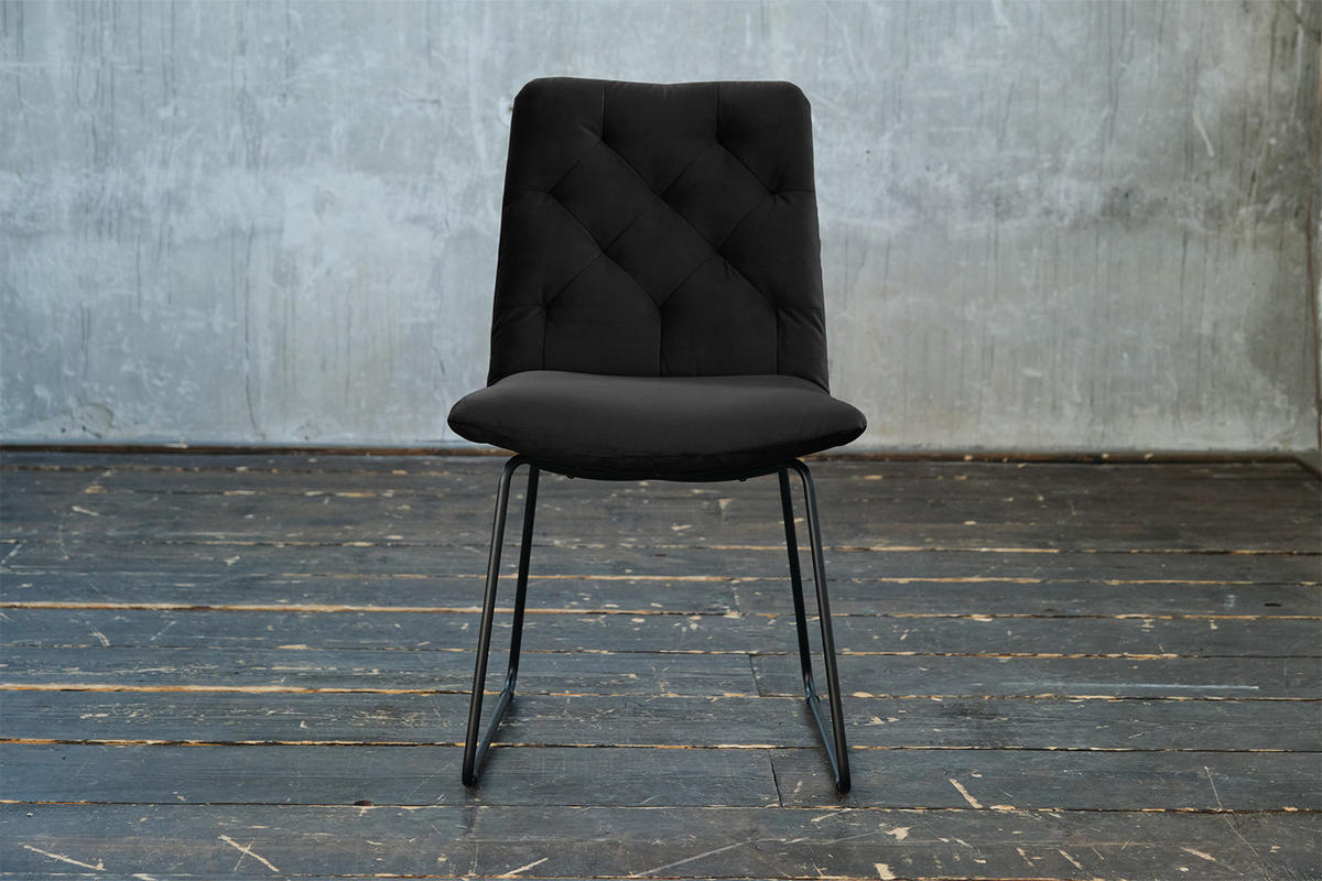 STUHL NEW CHARME Schwarz Velvet - Schwarz, Textil (52/87/66cm) - KAWOLA