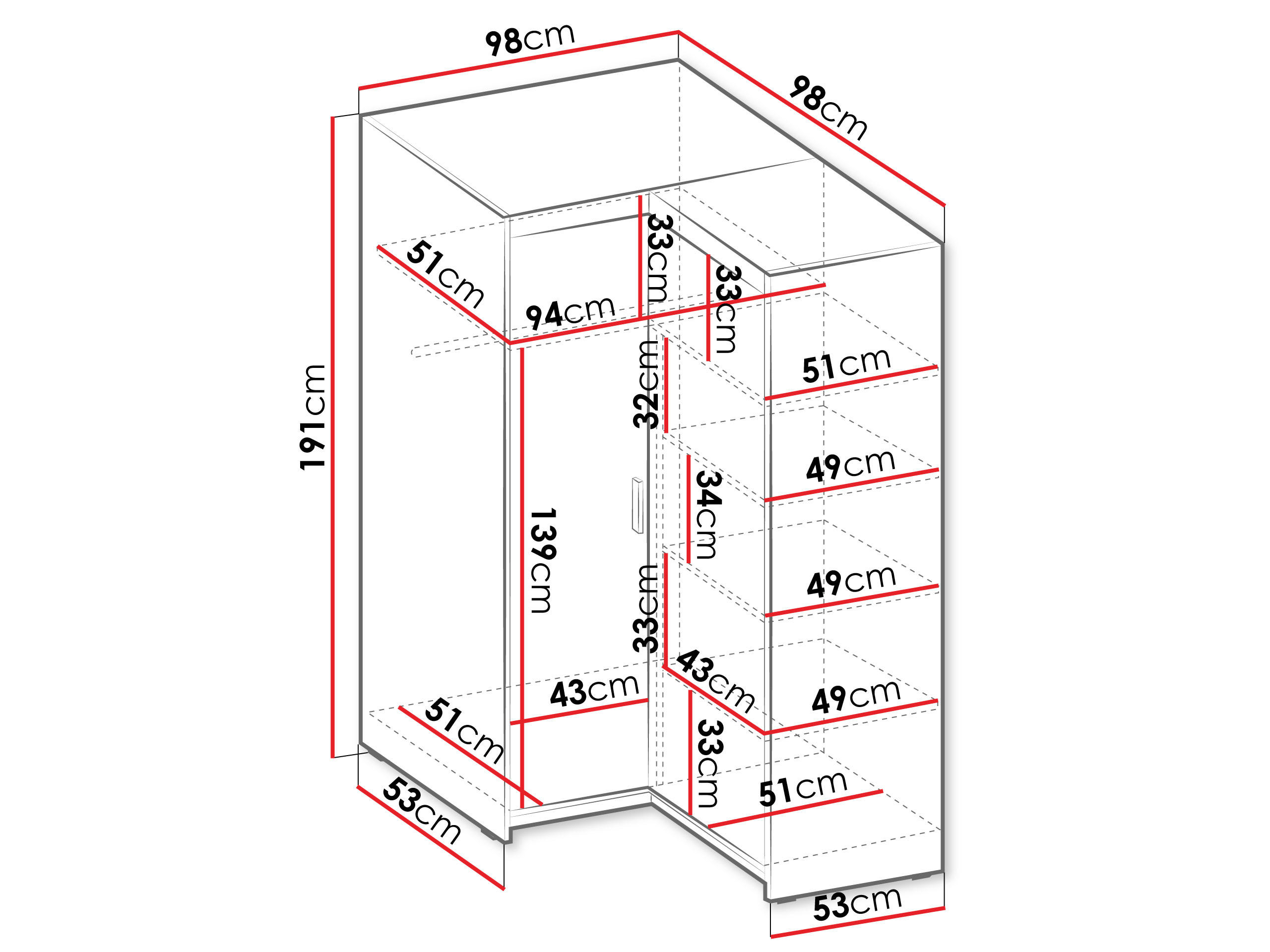Thumbnail - Mirjan24 Eckkleiderschrank, Sonoma Eiche, Holzwerkstoff, Rechteckig, 98x191x98 cm, Schlafzimmer, Kleiderschränke, Ecksch...